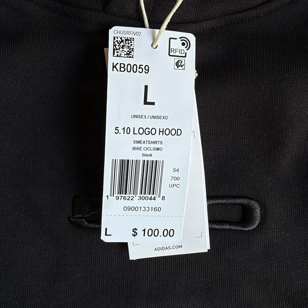 Adidas Five Ten 5.10 Logo Hoodie Black Unisex Large KB0059 Heavyweight Bike MTB - Picture 4 of 15